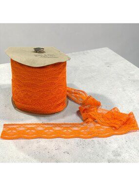 Orange Lace Trim 3" Wide 50+ Yards Spool For Sewing Crafts And Decorations